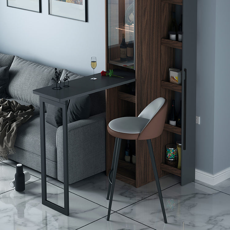 Black Manufactured Wood Bar Table with Glass Storage Modern Pub Table for Dining Room