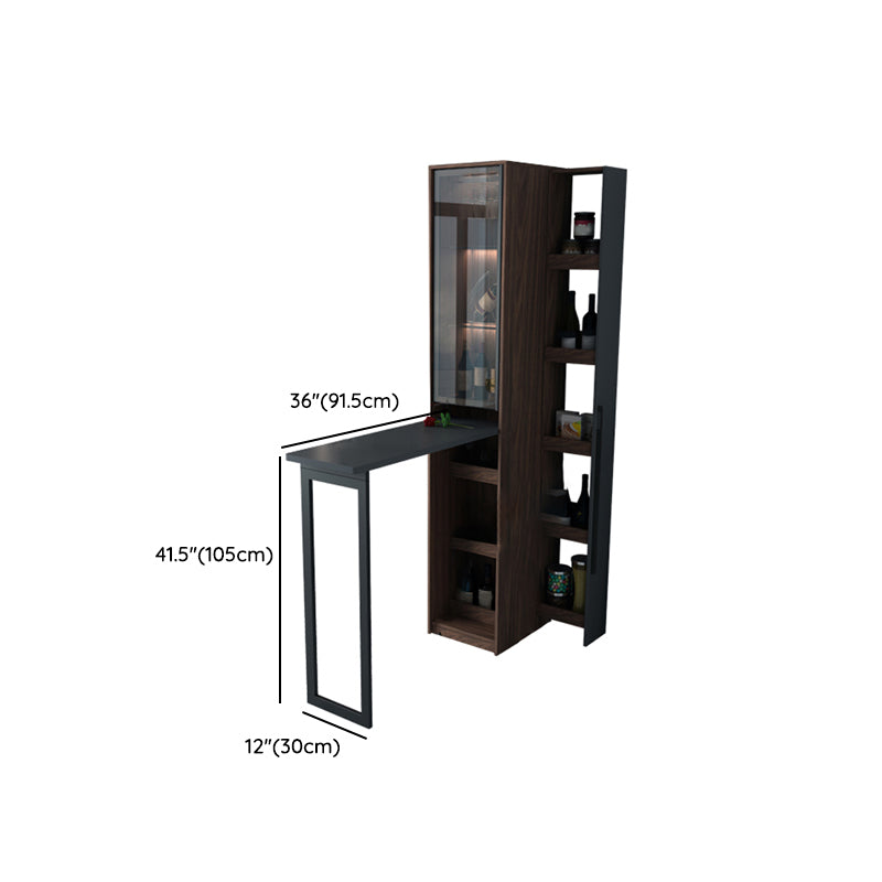 Black Manufactured Wood Bar Table with Glass Storage Modern Pub Table for Dining Room