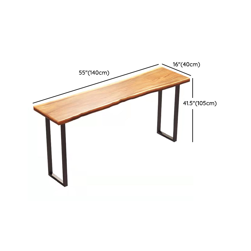 Light Brown Solid Wood Top Bar Table Industrial Metal Base Bistro Table