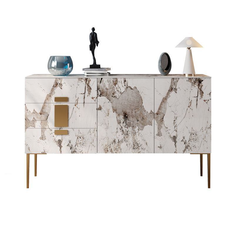 Glam Buffet Table Stone Sideboard Table with Drawers for Kitchen