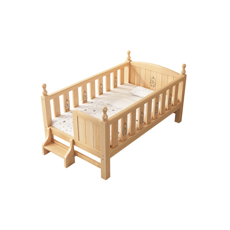 Contemporary Solid Wood Nursery Crib Washed Natural with Guardrail