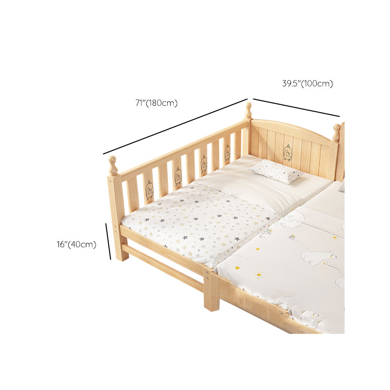 Contemporary Solid Wood Nursery Crib Washed Natural with Guardrail