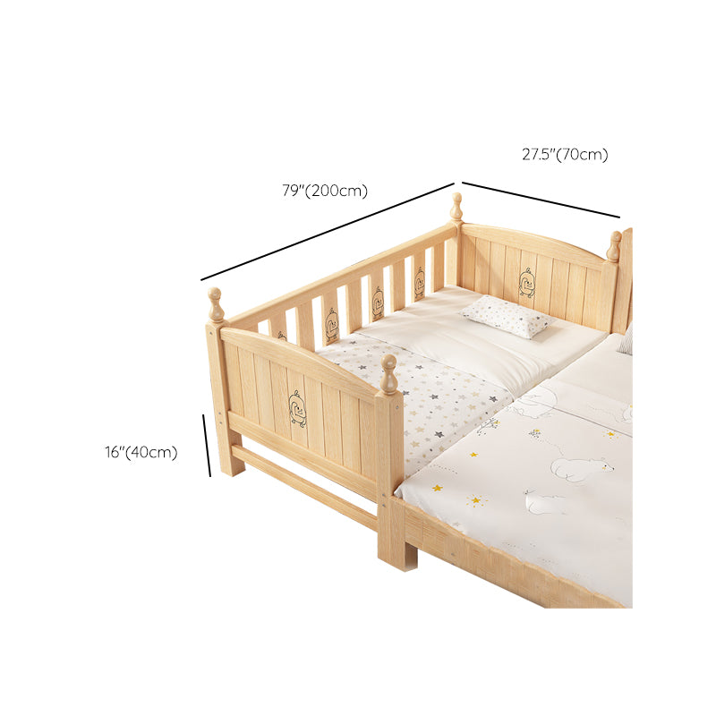 Contemporary Solid Wood Nursery Crib Washed Natural with Guardrail