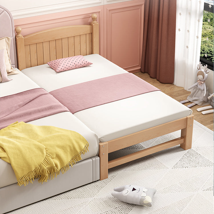 Glam Style Beech Wood Nursery Bed with Mattress and Guardrail