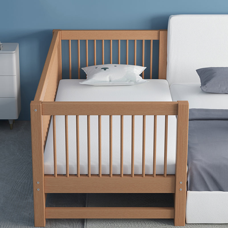 Solid Wood Nursery Bed Modern Beech Baby Crib with Guardrails