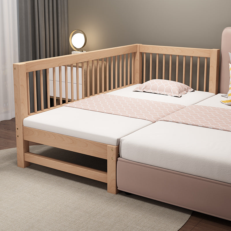 Solid Wood Nursery Bed Modern Beech Baby Crib with Guardrails