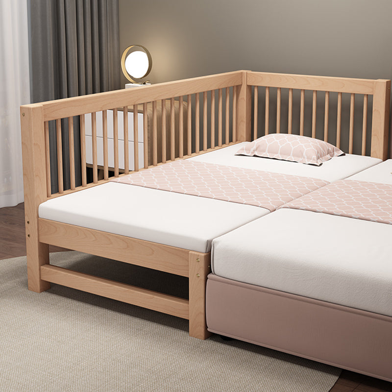 Solid Wood Nursery Bed Modern Beech Baby Crib with Guardrails