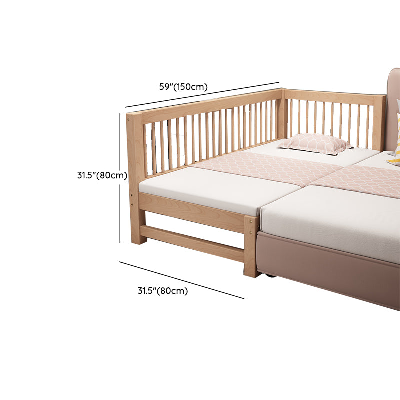 Solid Wood Nursery Bed Modern Beech Baby Crib with Guardrails