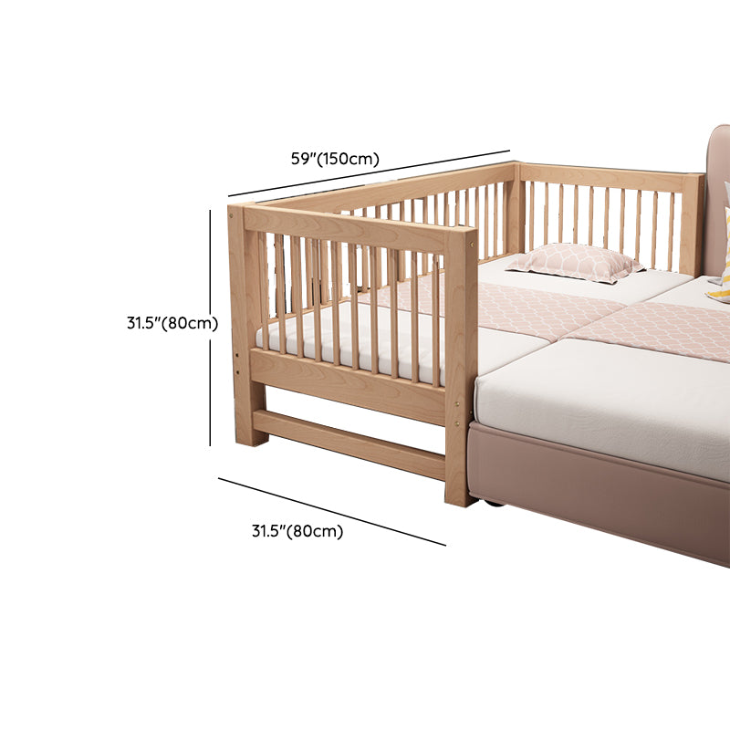 Solid Wood Nursery Bed Modern Beech Baby Crib with Guardrails