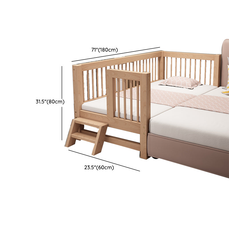 Solid Wood Nursery Bed Modern Beech Baby Crib with Guardrails