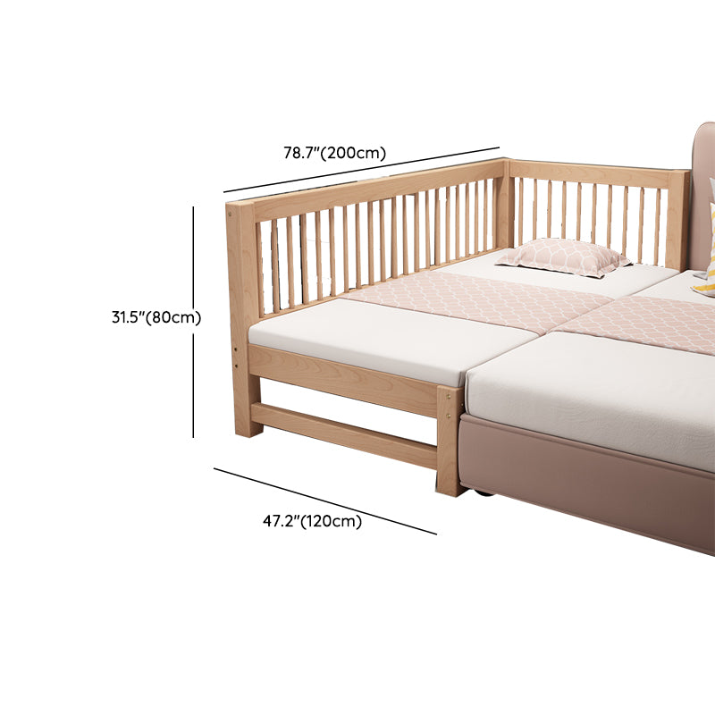 Solid Wood Nursery Bed Modern Beech Baby Crib with Guardrails