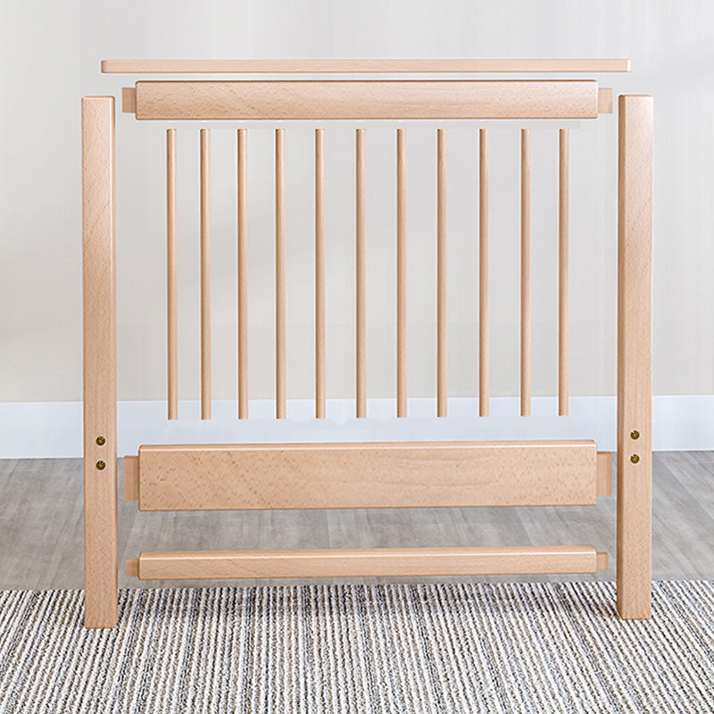 Farmhouse Style Beech Crib Solid Wood Baby Crib with Guardrails