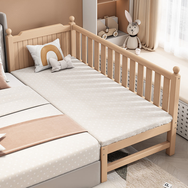 Farmhouse Beech Nursery Bed Solid Wood Baby Crib with Guardrails