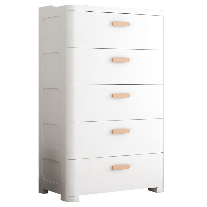 Modern Plastic Nursery Dresser Vertical Kids Nightstand with 5 Drawers for Room