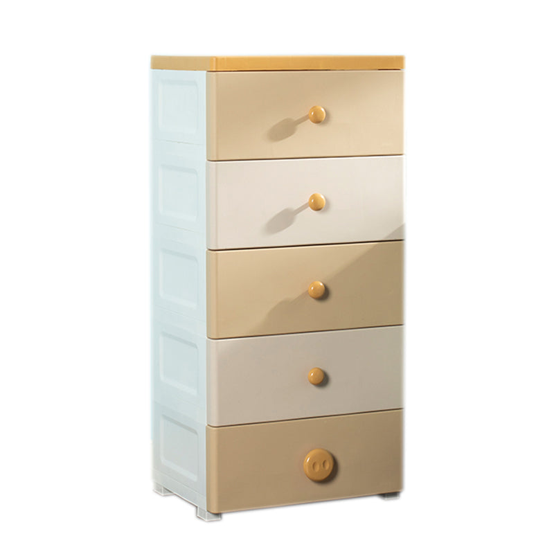 Scandinavian Plastic Kids Nightstand 5 Drawers Vertical Nursery Dresser for Home