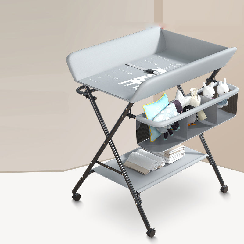 Metal Frame Baby Changing Table Folding with Shelf ,31.5"L×24.8"W