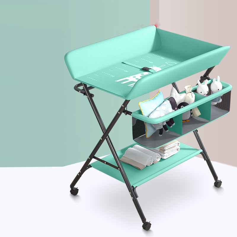 Metal Frame Baby Changing Table Folding with Shelf ,31.5"L×24.8"W