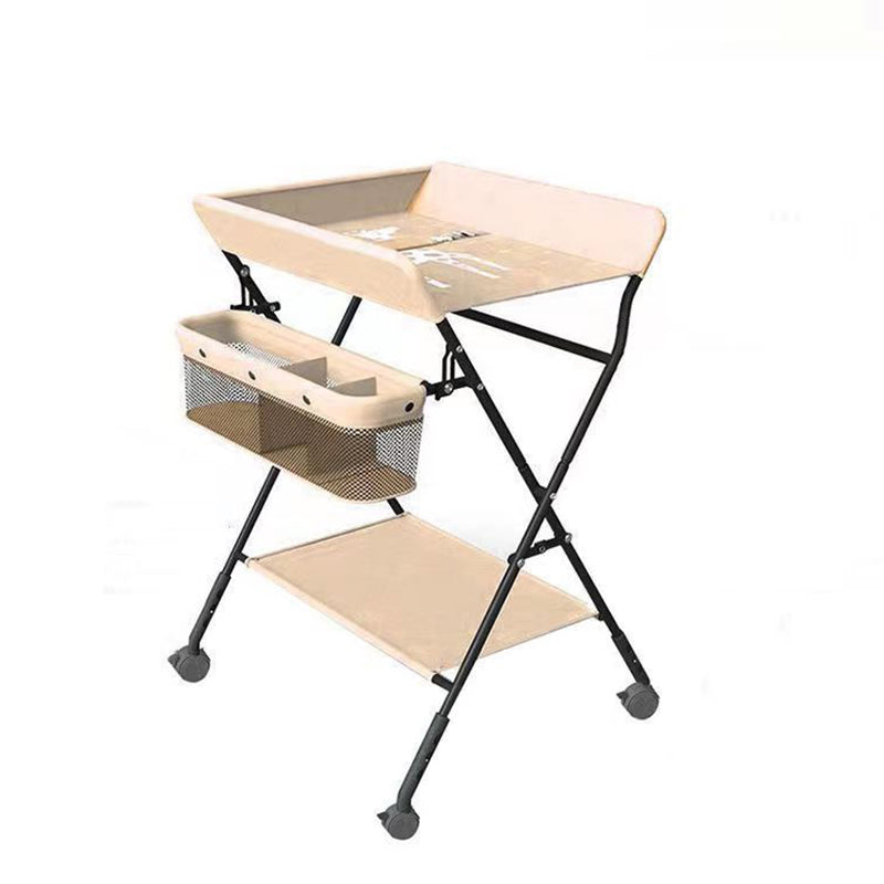 Contemporary Baby Changing Table with Storage Basket and Safety Belt