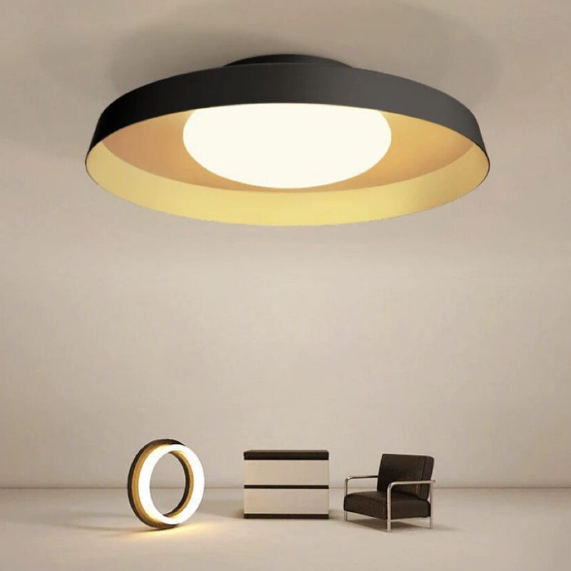 Modern 1 - Light Ceiling Flush Mount Iron & Acrylic LED Flush in Black / White