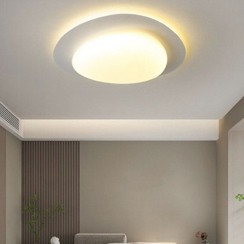 1 - Light Flush Mount in Cream White Metal and Acrylic LED Flush