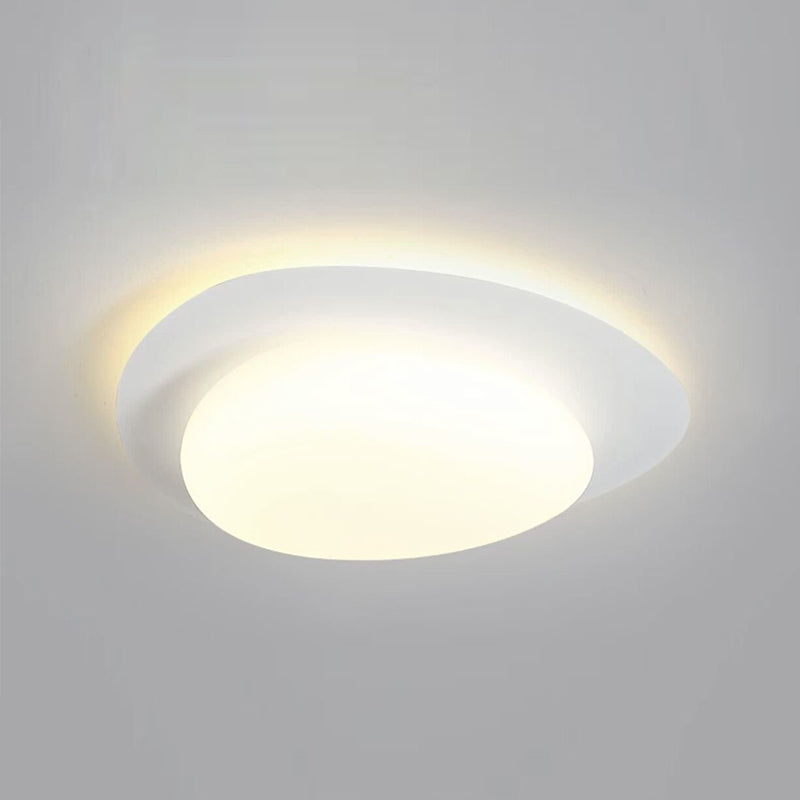 1 - Light Flush Mount in Cream White Metal and Acrylic LED Flush