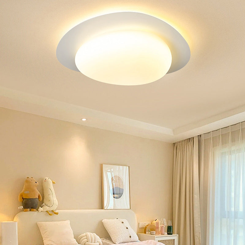 1 - Light Flush Mount in Cream White Metal and Acrylic LED Flush