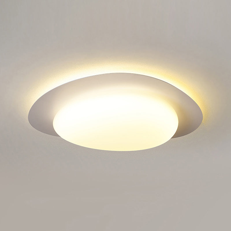 1 - Light Flush Mount in Cream White Metal and Acrylic LED Flush