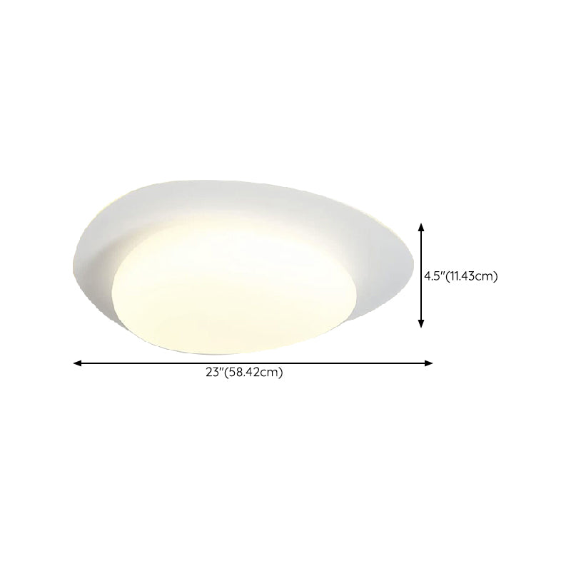 1 - Light Flush Mount in Cream White Metal and Acrylic LED Flush