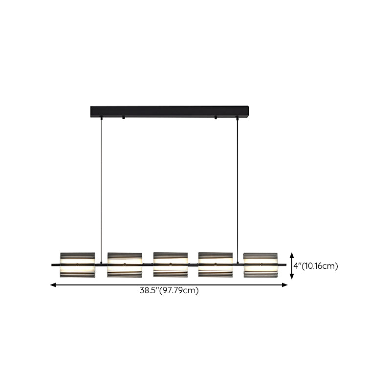 Nordic Style Metal Hanging Lamp Rectangle Shape Island Light Fixture for Bedroom