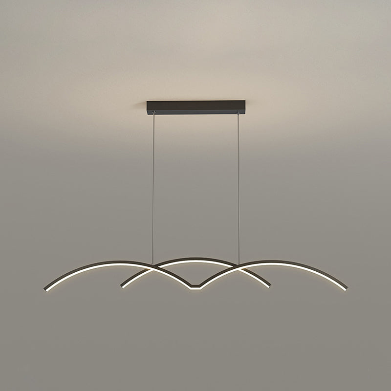 Linear Iron LED Kitchen Island Fixture Metal Ceiling Pendant in Black / Gold Finish