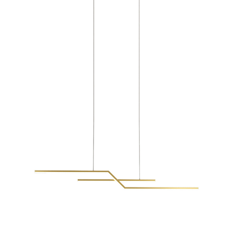 Linear Iron LED Kitchen Island Fixture Metal Ceiling Pendant in Black / Gold Finish