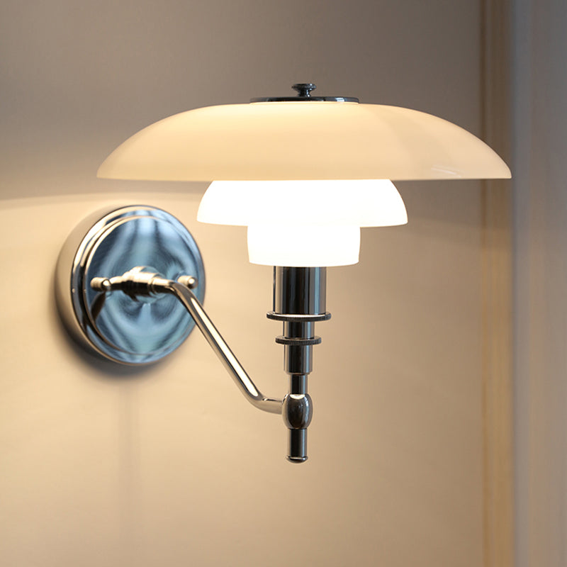 Industrial White Shade Wall Mounted Sconce Glass Shade Wall Lights for Bedroom