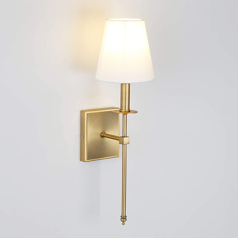 Contemporary Fabric Shade Wall Light 1-Light Wall Mounted Light Fixture for Bedroom