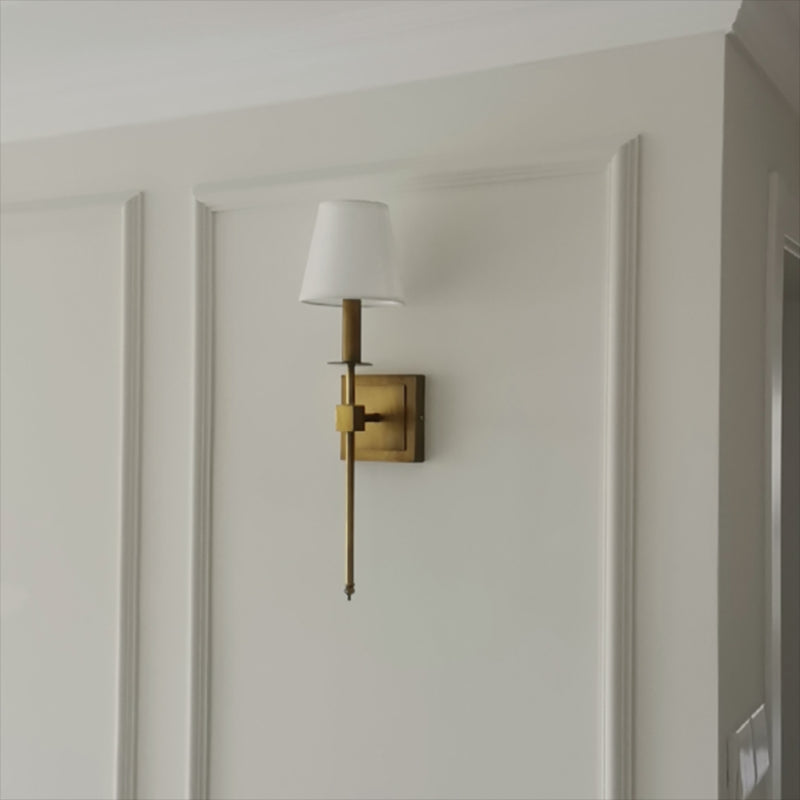 Contemporary Fabric Shade Wall Light 1-Light Wall Mounted Light Fixture for Bedroom