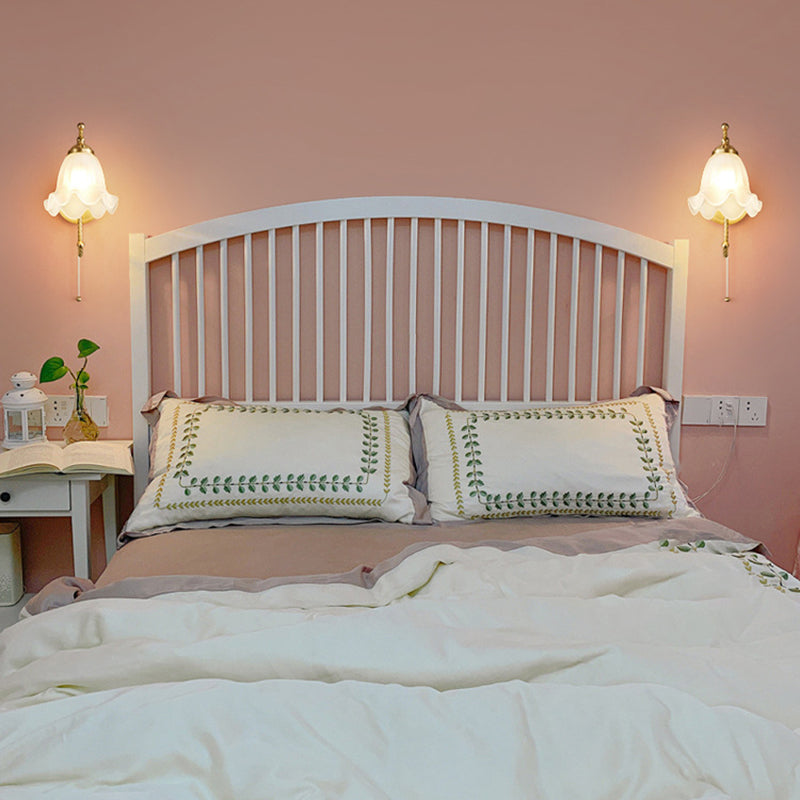 Modern Wall Mounted Light 1 Light Glass Flush Mount Wall Sconce in Gold Finish