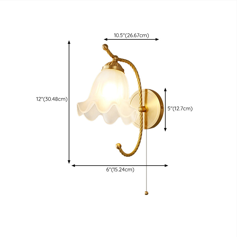 Modern Wall Mounted Light 1 Light Glass Flush Mount Wall Sconce in Gold Finish