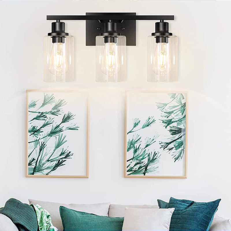 Gold / Black Bathroom Vanity Lighting 3 - Light Iron & Glass Bath Sconce