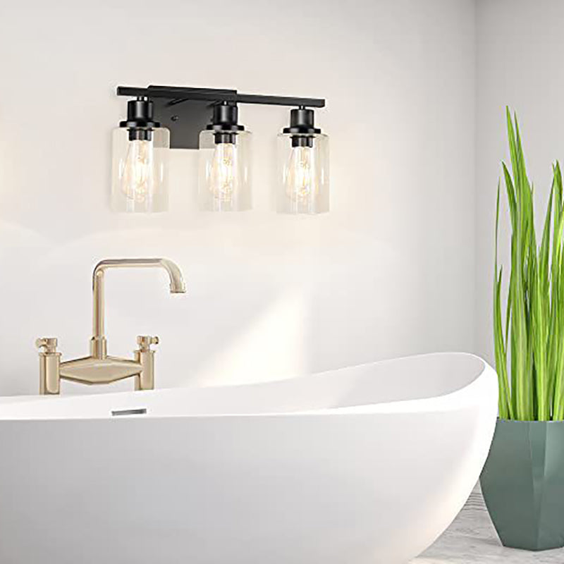 Gold / Black Bathroom Vanity Lighting 3 - Light Iron & Glass Bath Sconce