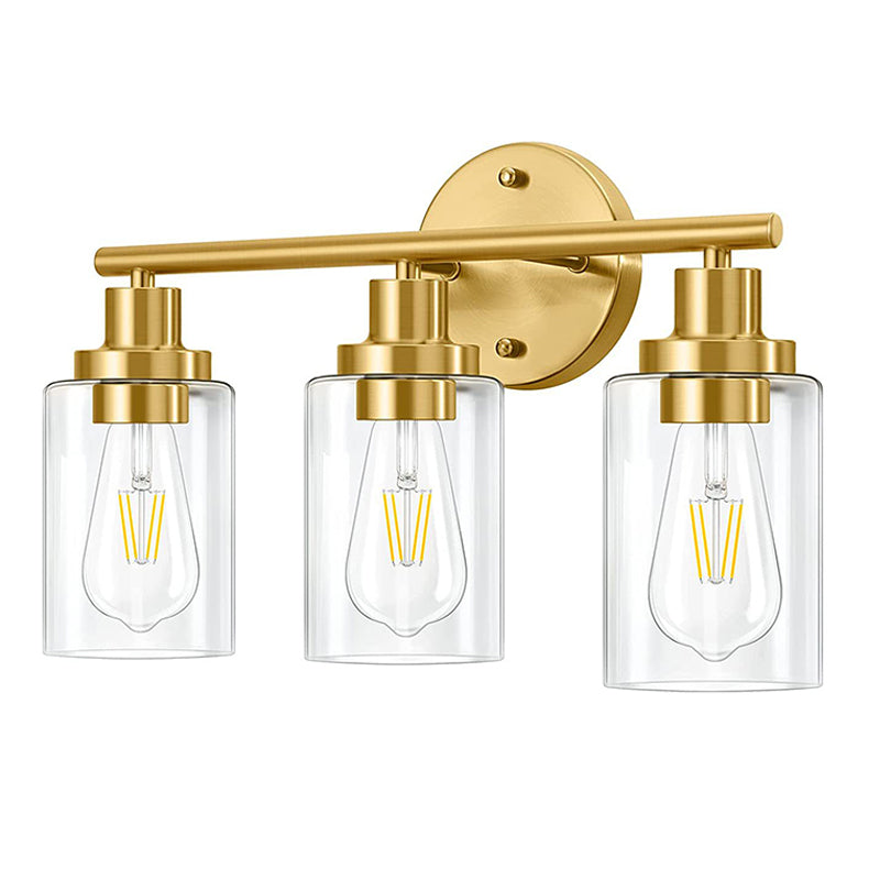 Gold / Black Bathroom Vanity Lighting 3 - Light Iron & Glass Bath Sconce