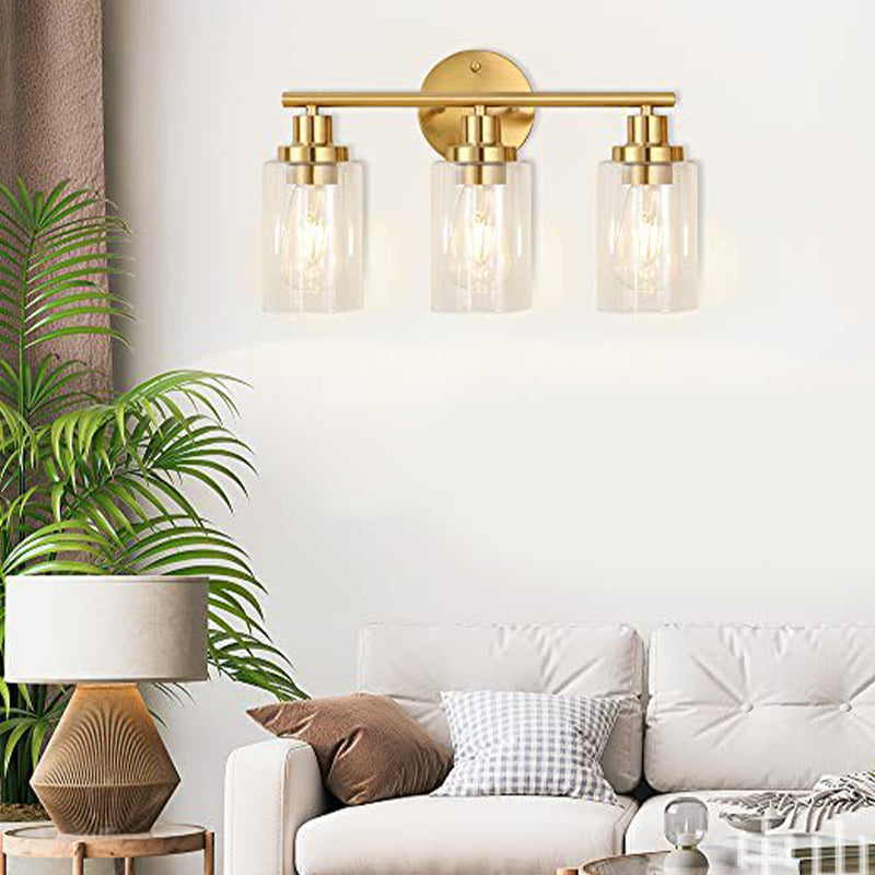 Gold / Black Bathroom Vanity Lighting 3 - Light Iron & Glass Bath Sconce