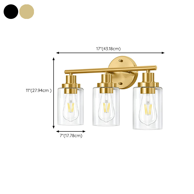 Gold / Black Bathroom Vanity Lighting 3 - Light Iron & Glass Bath Sconce