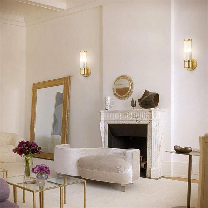 Cylinder Glass Bath Sconce in Gold & Clear Traditional 1 / 2 - Light Bathroom Vanity Light