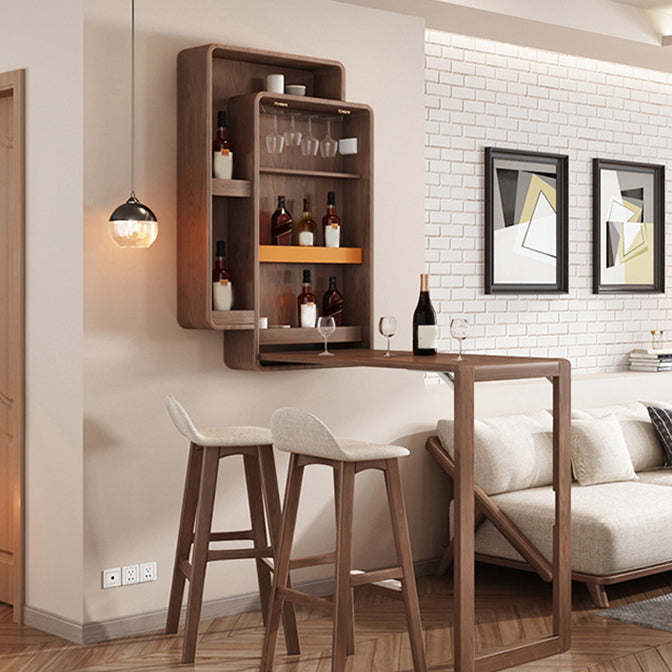 Solid Wood Bar Table Folding Dining Table for Kitchen Living Room