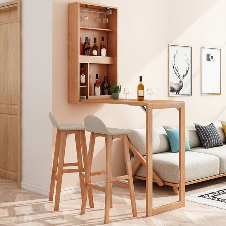 Solid Wood Bar Table Folding Dining Table for Kitchen Living Room