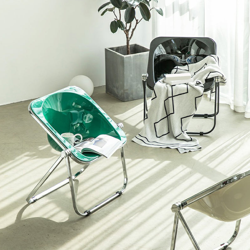 Folding Acrylic Dining Side Chair Metal Frame Indoor-Outdoor Chair