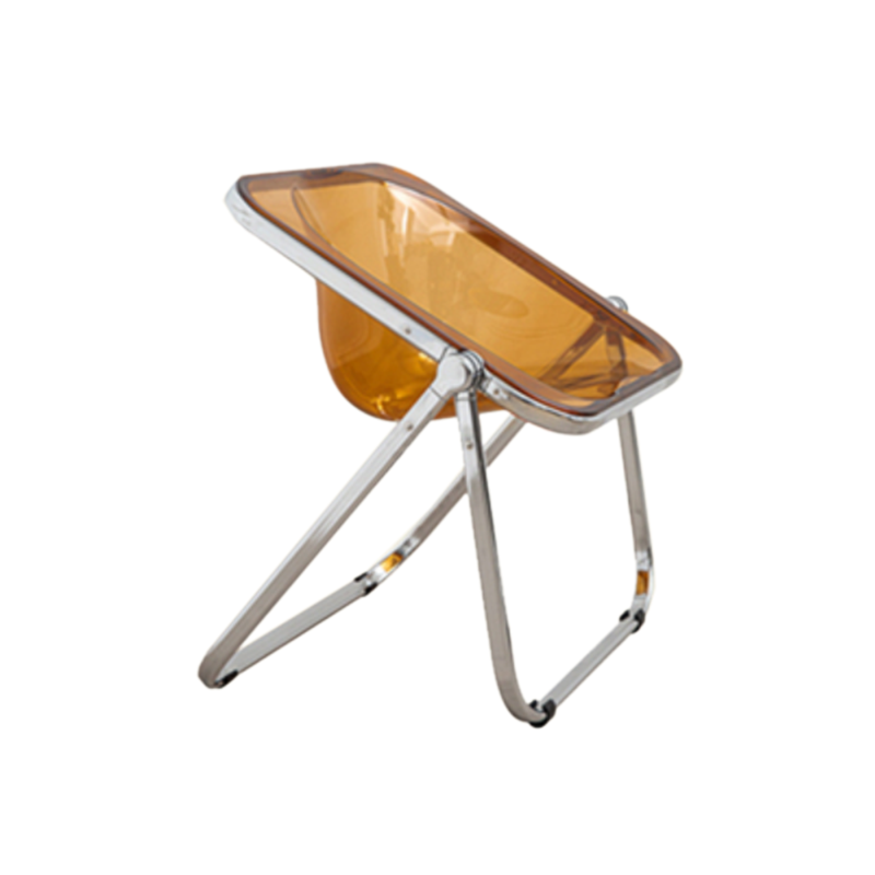Folding Acrylic Dining Side Chair Metal Frame Indoor-Outdoor Chair