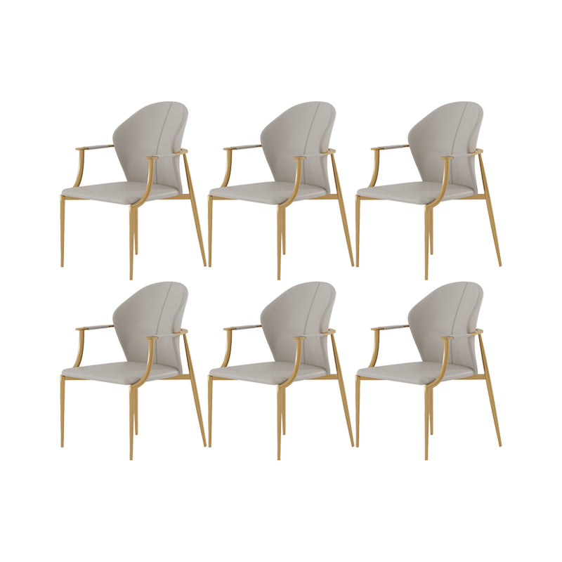 Stainless Steel Frame Dining Arm Chair Leather Upholstered Arm Chair