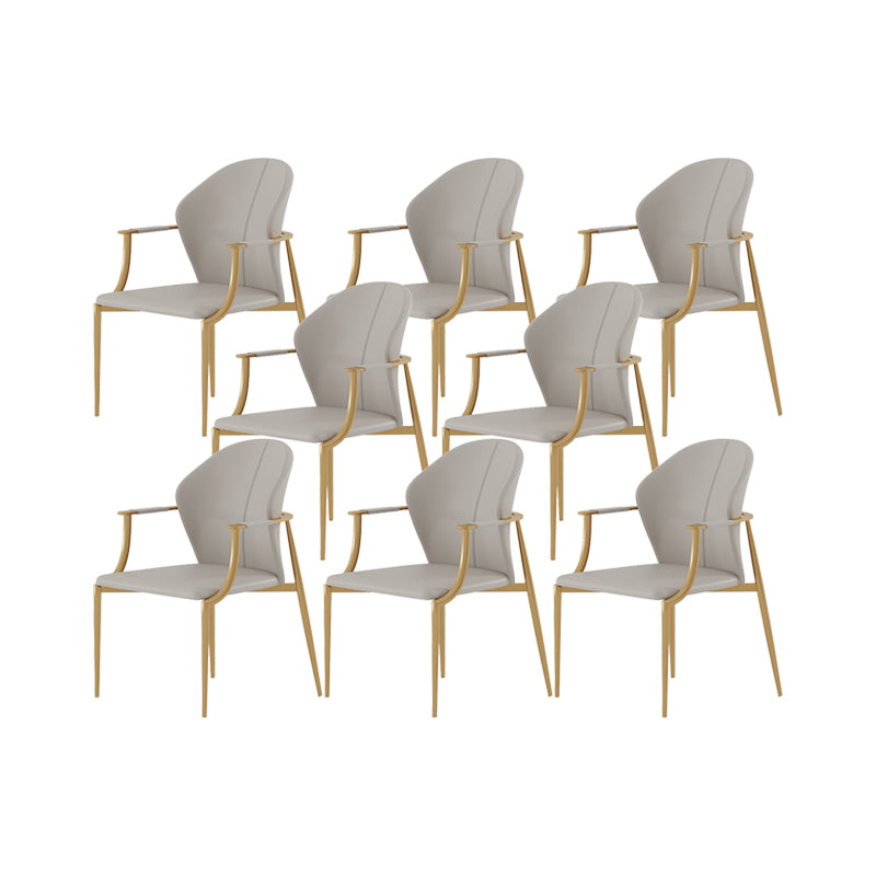 Stainless Steel Frame Dining Arm Chair Leather Upholstered Arm Chair