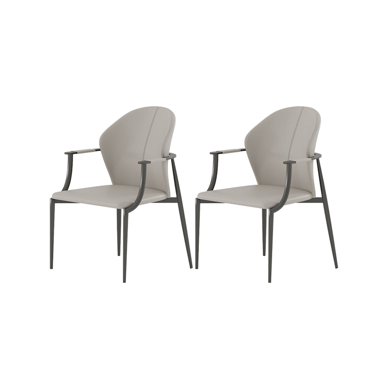 Stainless Steel Frame Dining Arm Chair Leather Upholstered Arm Chair