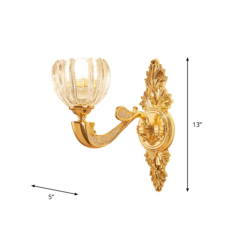 Afgeschuinde kristallen koepel SCONCE LICHT Modernisme 1/2-bulb slaapkamer wand gemonteerd lamp armatuur in goud